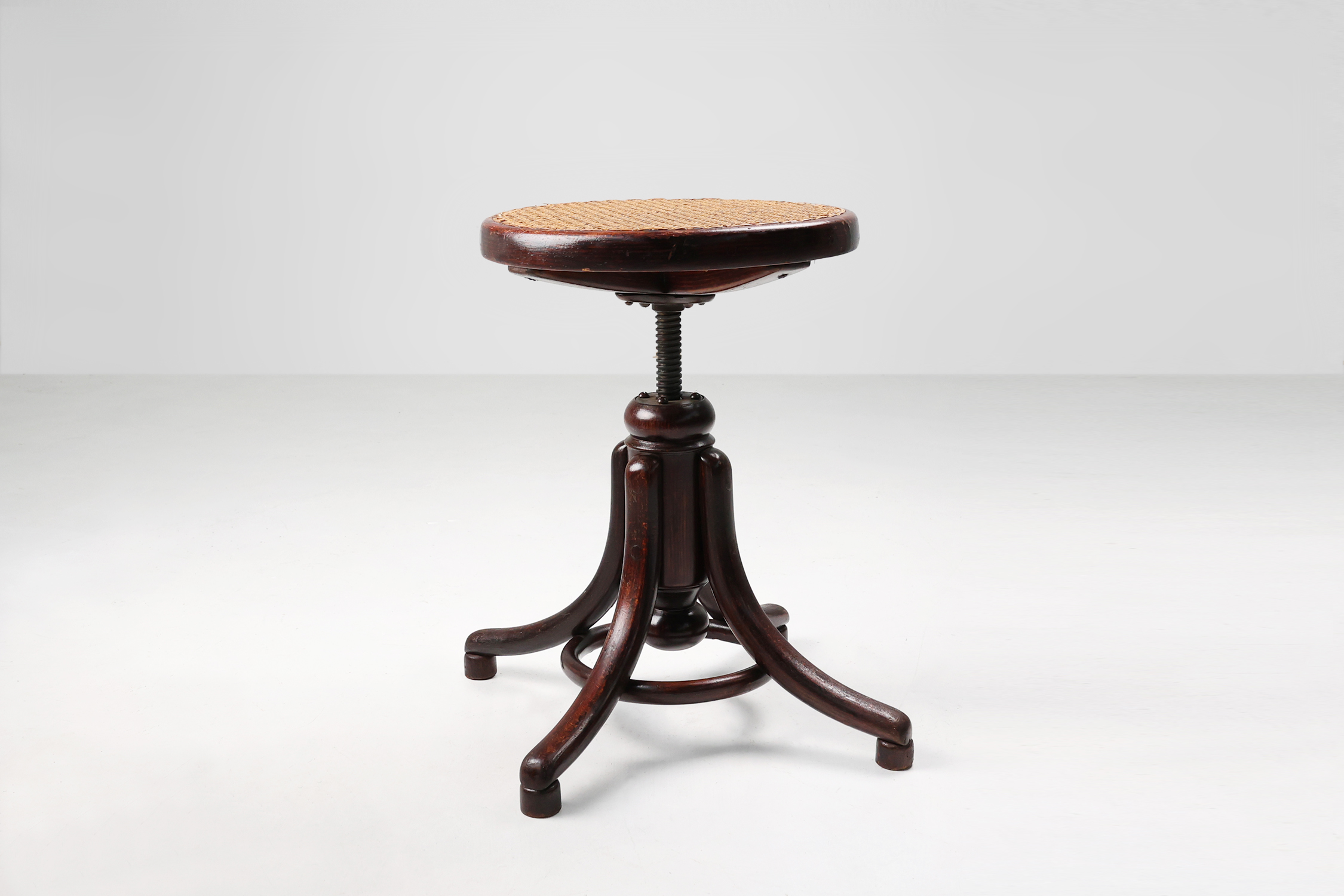 Thonet beech bentwood piano stool with caned seat, Austria ca. 1900thumbnail